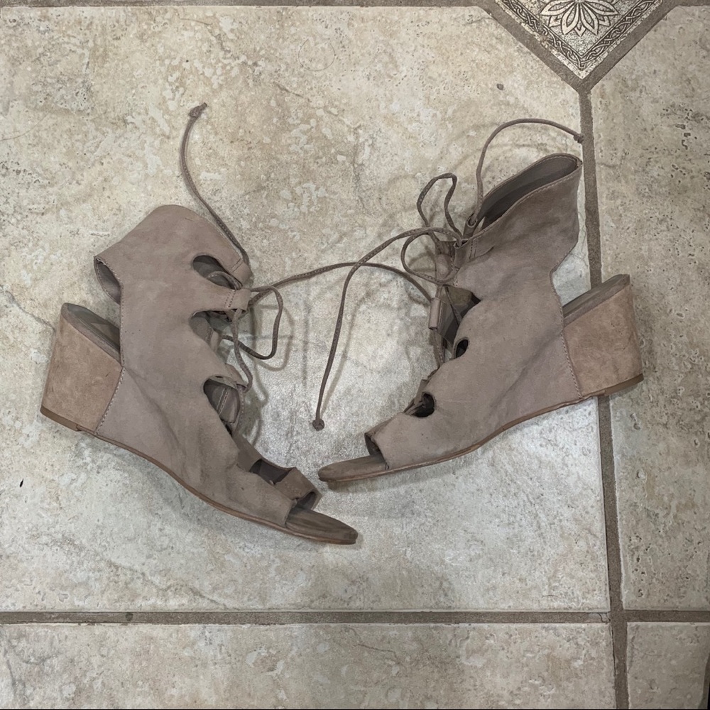 Lace up wedge bootie